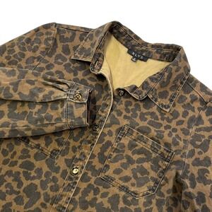 BLVD Womens Cheetah Heavyweight Button Down Long Sleeve Shirt Jacket, BLVD 488